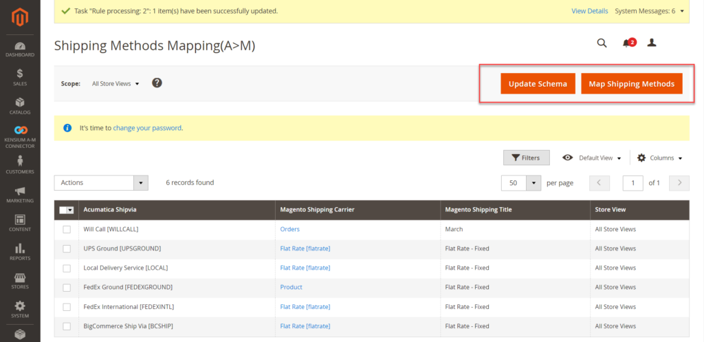 Options in Shipping Method